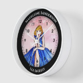 ダークブルー王室のカクテルガウンファッションイラストレーション 壁時計 (傾斜)