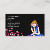 ダークブルー王室のカクテルガウンファッションピンクハート 名刺 (裏面)