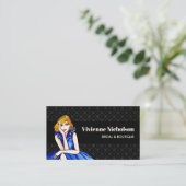 ダークブルー王室のカクテルガウンファッションブラックダマスク 名刺 (スタンド正面)