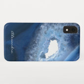 ダークブルー瑪瑙ジオードモノグラム Case-Mate iPhoneケース (裏面(横))