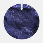 ダークブルー生地：装飾的な質感。 ガラスオーナメント (裏面)