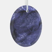 ダークブルー生地：装飾的な質感。 ガラスオーナメント (正面右)