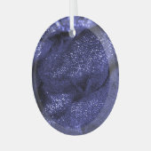 ダークブルー生地：装飾的な質感。 ガラスオーナメント (正面左)