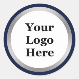 ダークブルー白とシルバーロゴはこちらテンプレート ラウンドシール