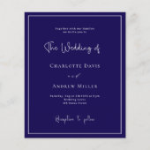 ダークブルー白クラシックフォーマル結婚式招待状 (正面)