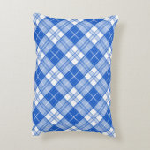 ダークブルー白タータンチェックパターンyxm0uat9対角線 アクセントクッション (裏面(縦))
