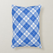ダークブルー白タータンチェックパターンyxm0uat9対角線 アクセントクッション (正面(垂直))
