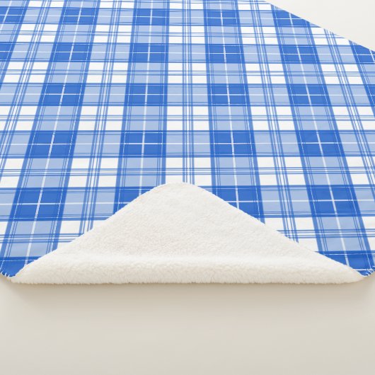 ダークブルー白タータンチェックパターンyxm0uat9対角線 シェルパブランケット (3/4)