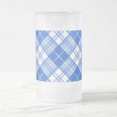 ダークブルー白タータンチェックパターンyxm0uat9対角線 フロストグラスビールジョッキ (中央)