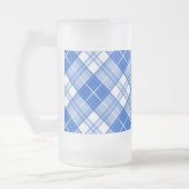 ダークブルー白タータンチェックパターンyxm0uat9対角線 フロストグラスビールジョッキ (左)