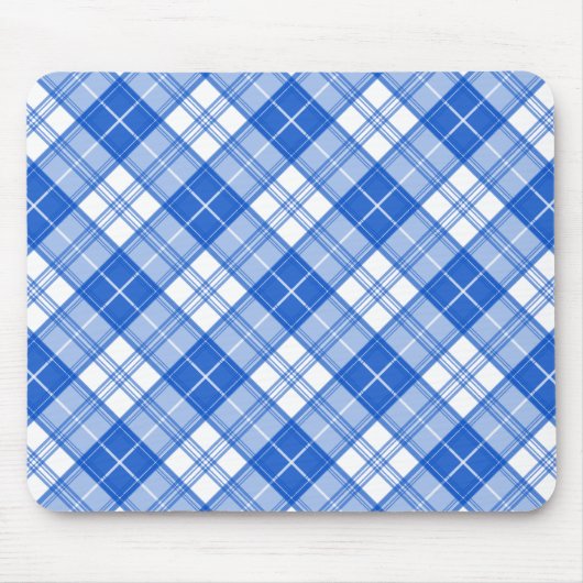 ダークブルー白タータンチェックパターンyxm0uat9対角線 マウスパッド (正面)