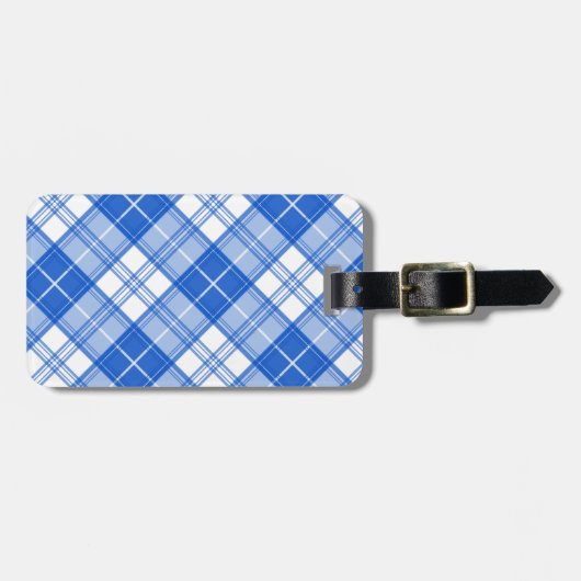 ダークブルー白タータンチェックパターンyxm0uat9対角線 ラゲッジタグ (正面横)
