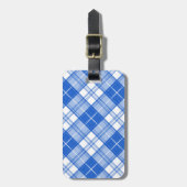 ダークブルー白タータンチェックパターンyxm0uat9対角線 ラゲッジタグ (正面縦)