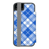ダークブルー白タータンチェックパターンyxm0uat9対角線 incipio iPhoneウォレットケース (フォリオ裏面)