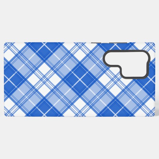 ダークブルー白タータンチェックパターンyxm0uat9対角線 samsung galaxyケース (裏面横)