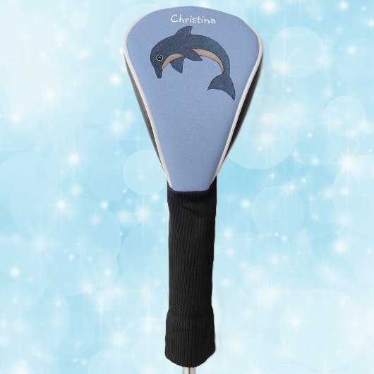 ダークブルー白海ジャンピングドルフィンスワールアイ ゴルフヘッドカバー