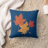 ダークブルー紅葉枕 クッション (ブランケット)