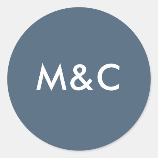 ダークブルー結婚のモノグラムのシール ラウンドシール (正面)