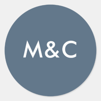 ダークブルー結婚のモノグラムのシール ラウンドシール