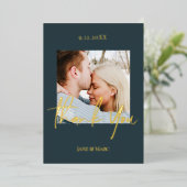 ダークブルー結婚ゴールドフォイルカード 箔シーズンカード (立ち正面)