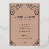 ダークブルー結婚ロイヤリティズフォイル招待状 箔招待状 (裏面)