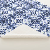 ダークブルー絞り染めパターン シェルパブランケット (3/4)