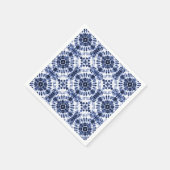 ダークブルー絞り染めパターン スタンダードカクテルナプキン (角)