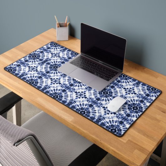 ダークブルー絞り染めパターン デスクマット (オフィス2)