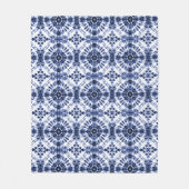 ダークブルー絞り染めパターン フリースブランケット (正面)