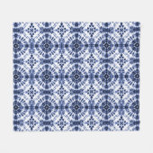 ダークブルー絞り染めパターン フリースブランケット (正面(横))