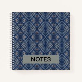 ダークブルー絞り染め伝統的パターンスタイル ノートブック