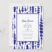 ダークブルー絞り染め志堀インジゴベビーシャワー 招待状 (正面)