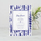 ダークブルー絞り染め志堀インジゴベビーシャワー 招待状 (スタンド正面)