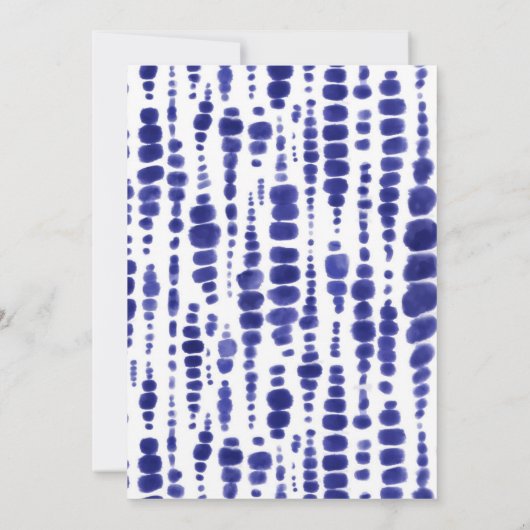 ダークブルー絞り染め志堀インジゴベビーシャワー 招待状 (裏面)