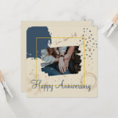 ダークブルー美学ハッピーアニバーサリーカード カード (正面/裏面インサイチュ)