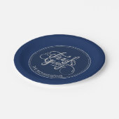 ダークブルー背景シルバーグリッター – 感謝祭 ペーパープレート (アングル)