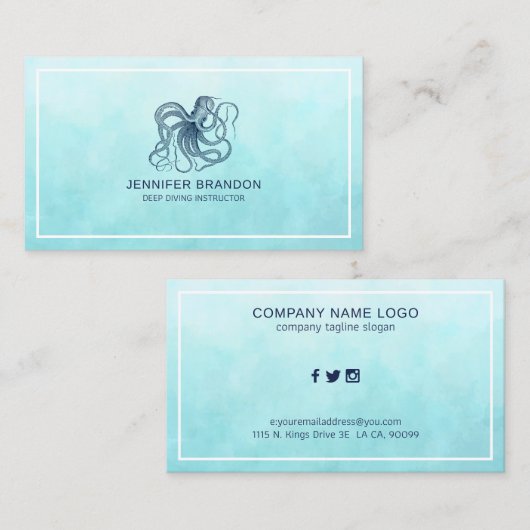 ダークブルー航海のタコ 名刺 (正面/裏面)
