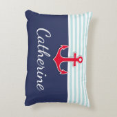 ダークブルー航海のデザインパーソナライズされた アクセントクッション (裏面(縦))