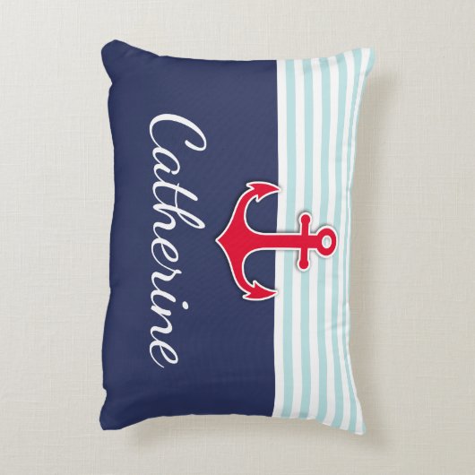 ダークブルー航海のデザインパーソナライズされた アクセントクッション (裏面(縦))