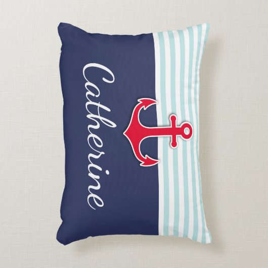 ダークブルー航海のデザインパーソナライズされた アクセントクッション (正面(垂直))