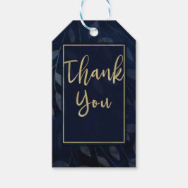 ダークブルー葉ボタニカルシモダンック結婚ズ ギフトタグ