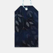 ダークブルー葉ボタニカルシモダンック結婚ズ ギフトタグ (裏面)