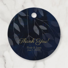 ダークブルー葉ボタニカルシモダンック結婚ズ フェイバータグ