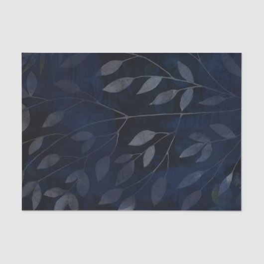 ダークブルー葉ボタニカルシモダンック結婚ズ 薄葉紙 (正面)