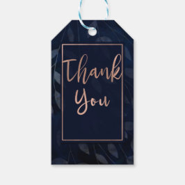 ダークブルー葉ボタニックモダンピ結婚ンク ギフトタグ