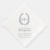 ダークブルー葉楕円リースモノグラム結婚アート (コーナー)