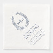 ダークブルー葉楕円リースモノグラム結婚アート (正面)