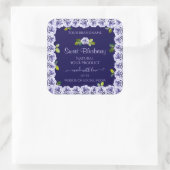 ダークブルー製品パッケージングラベルカッコいいバラフレーム スクエアシール (バッグ)