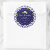 ダークブルー製品パッケージングラベルカッコいいバラフレーム ラウンドシール (バッグ)