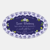 ダークブルー製品パッケージングラベルカッコいいバラフレーム 楕円形シール (正面)